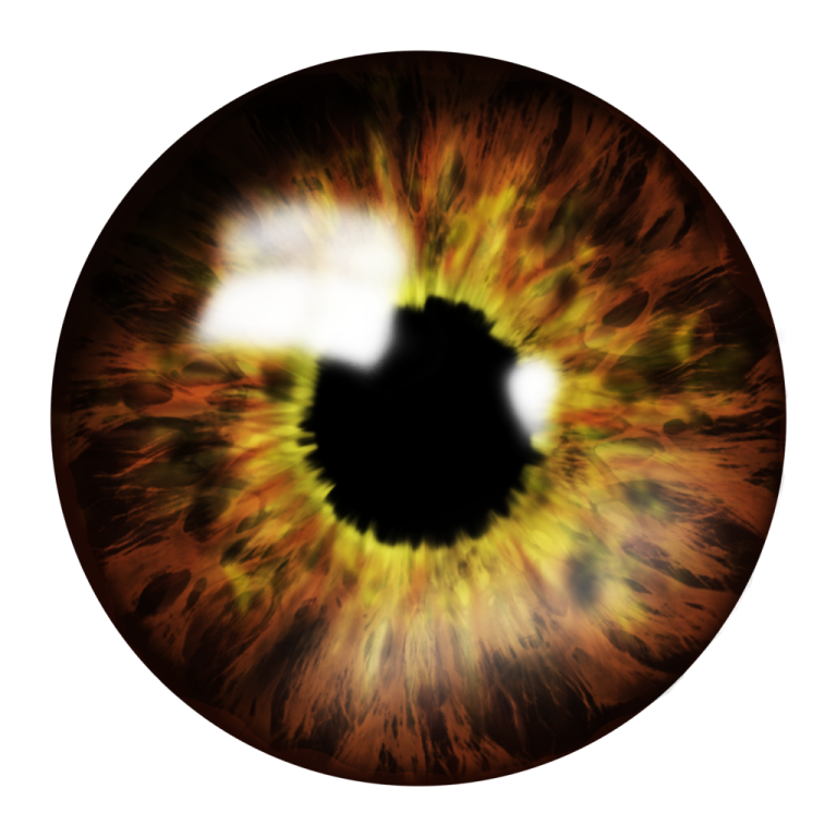 a close up of an eye with yellow and orange colors