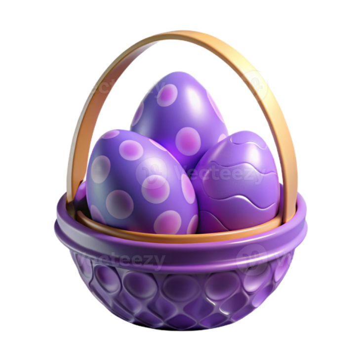 an easter basket filled with purple eggs