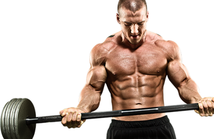 a man with no shirt holding a barbell