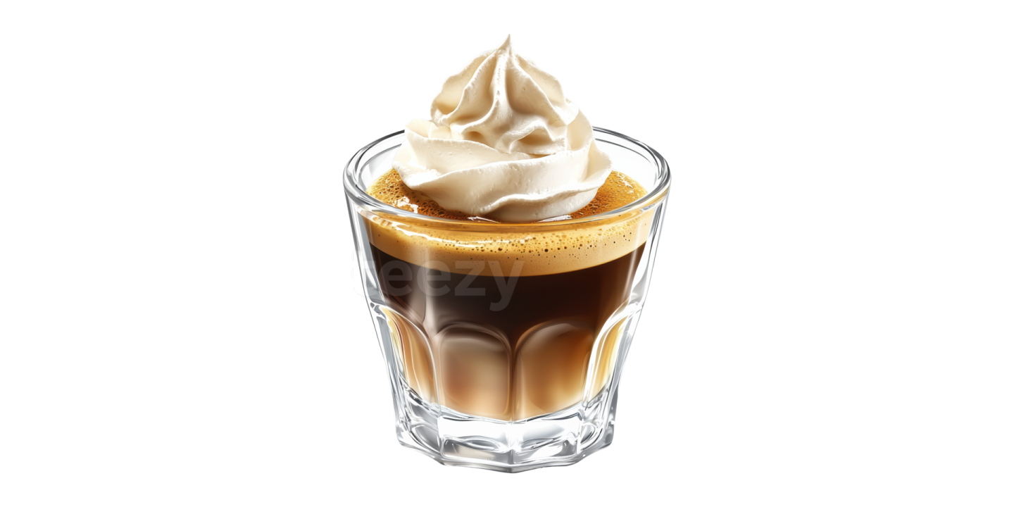 a glass of coffee with whipped cream on top