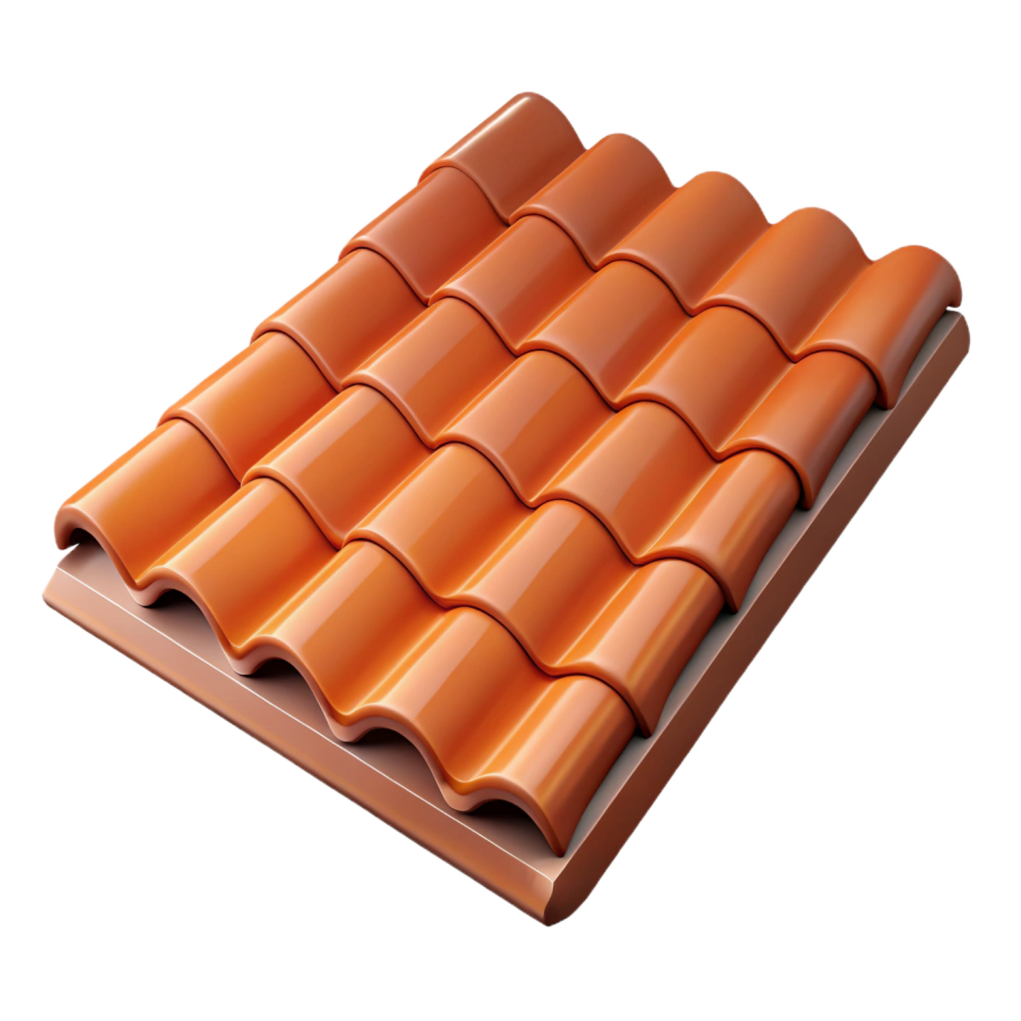 a red clay roof tile on white background