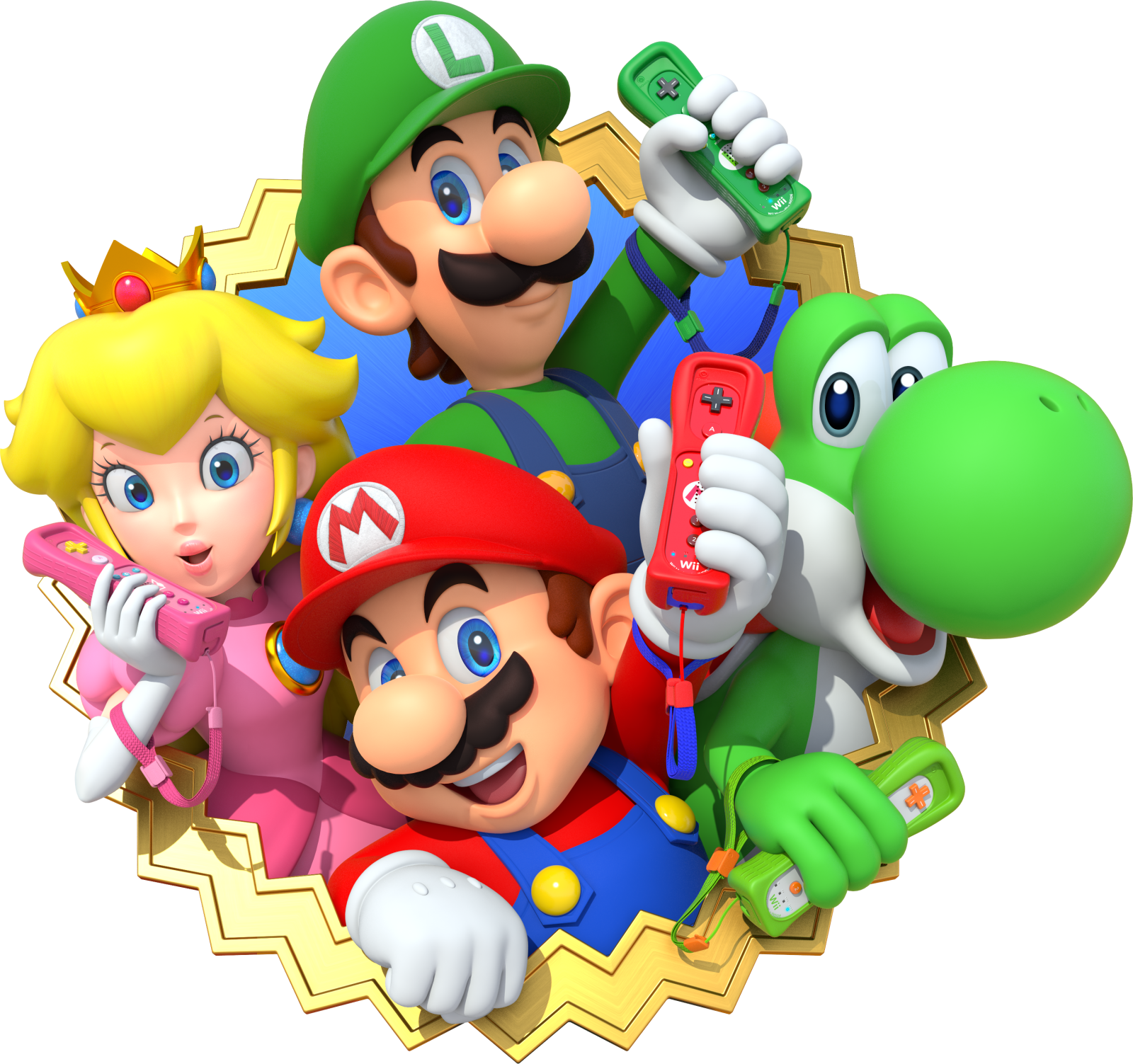 a group of super mario bros characters in a circle