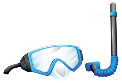 a pair of scuba goggles and snoring tube