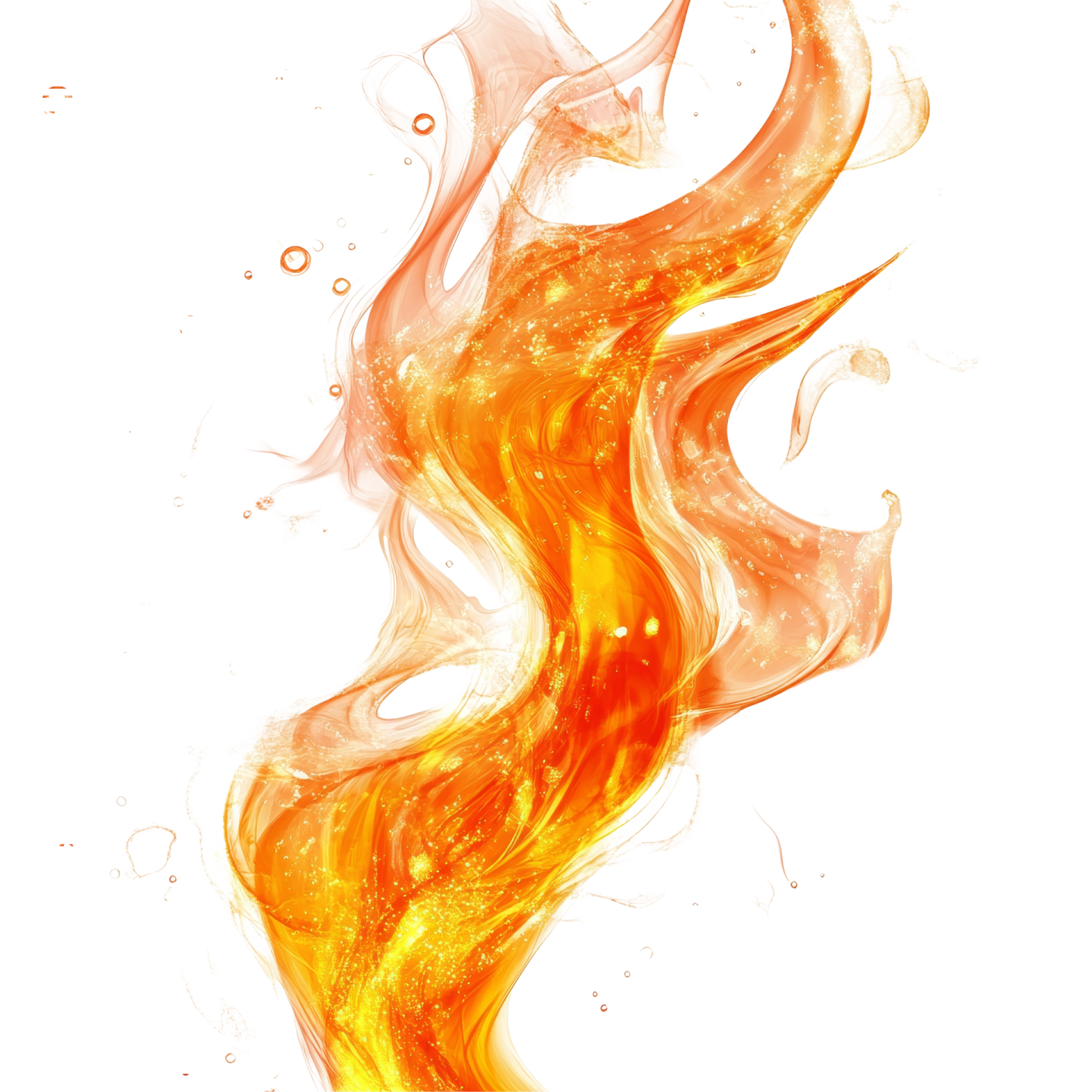 a white background with orange and yellow flames