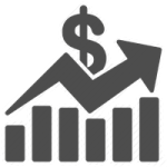 a graph bar with a dollar sign on top of it