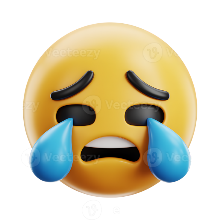 a yellow em smiley face with tears and tears