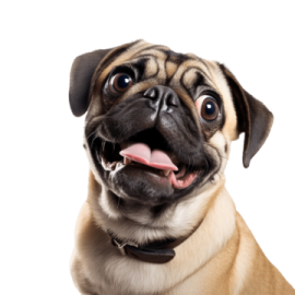 a small dog with its tongue sticking out