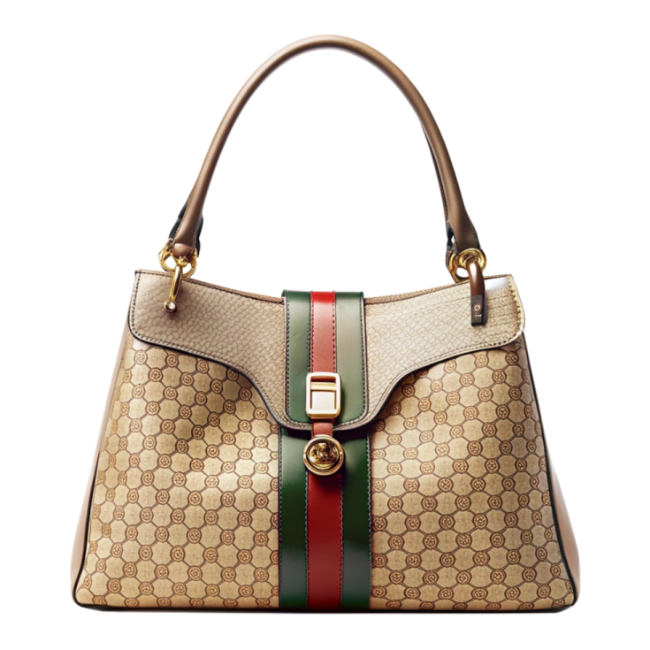 a gucci bag with a green and red stripe on the front