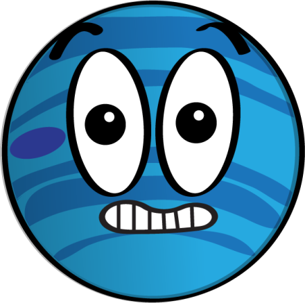 an image of a blue planet with two eyes