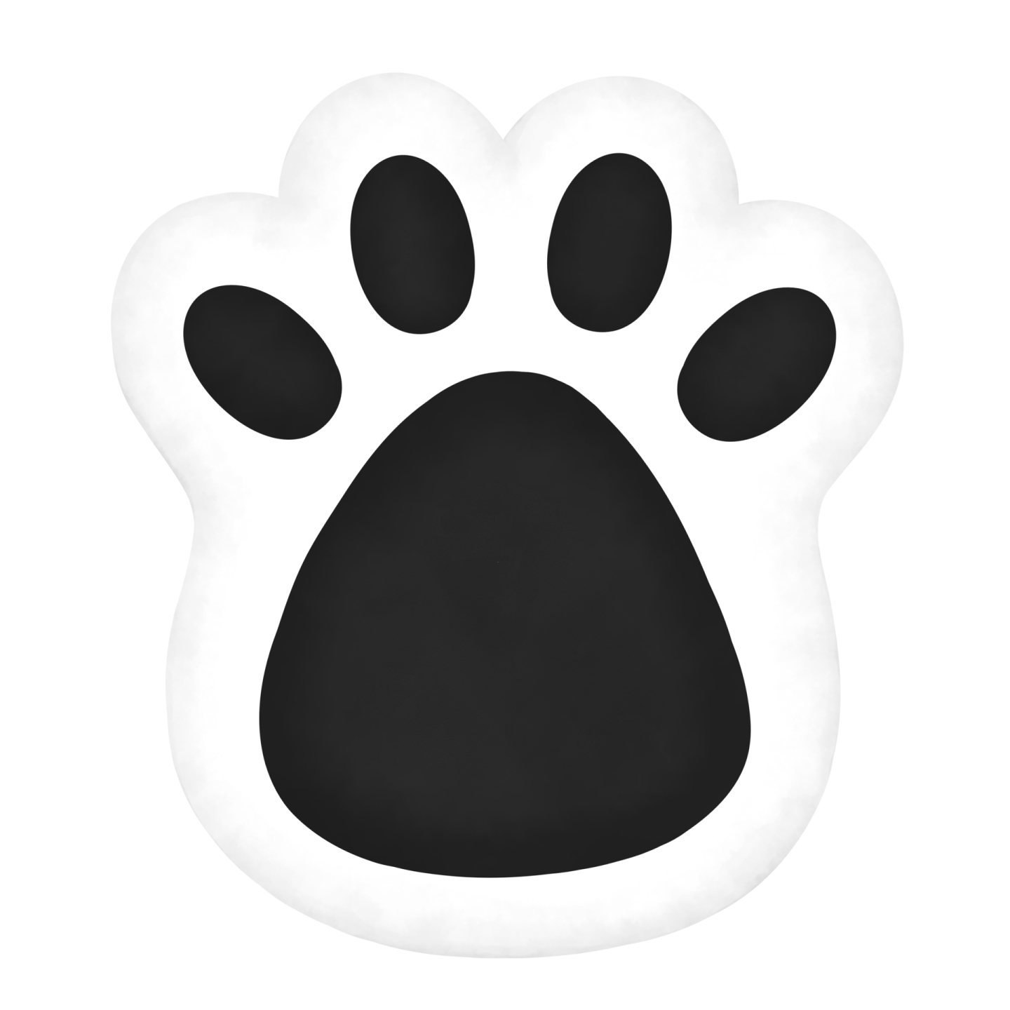 a black and white paw print on a white background