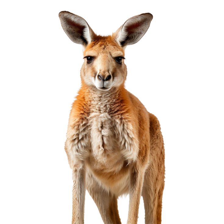 a close up of a kangaroo on a white background