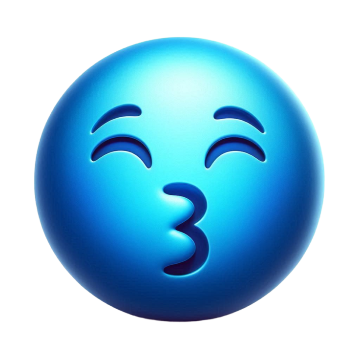 a blue smiley face on a white background
