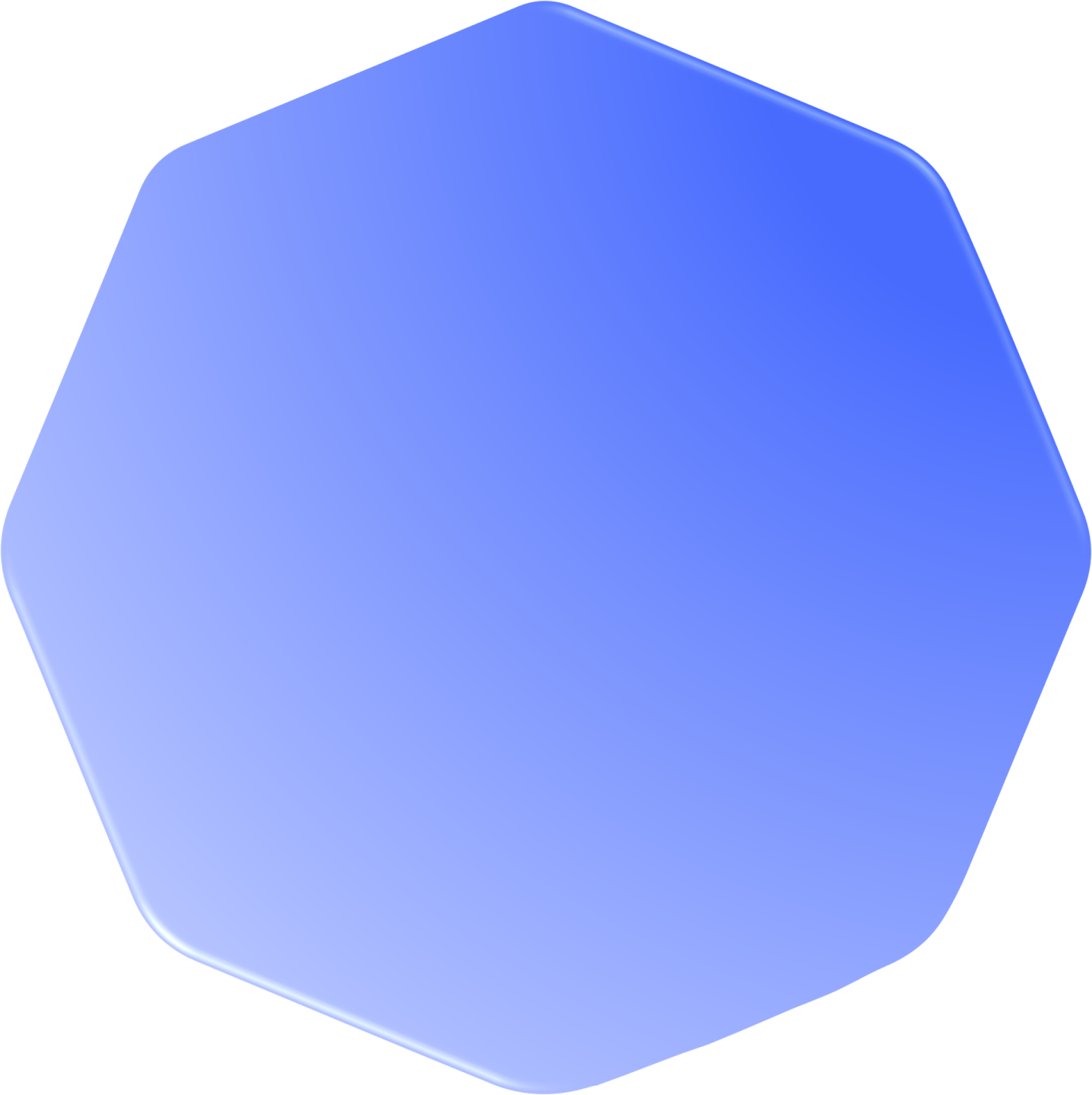 a blue hexagon on white background