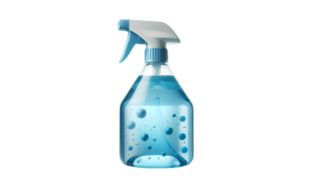 a spray bottle filled with blue liquid