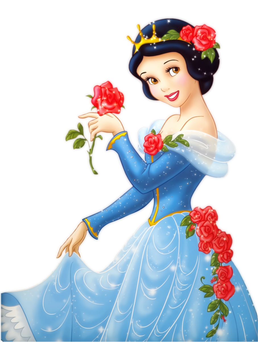 a snow princess with roses in her hand