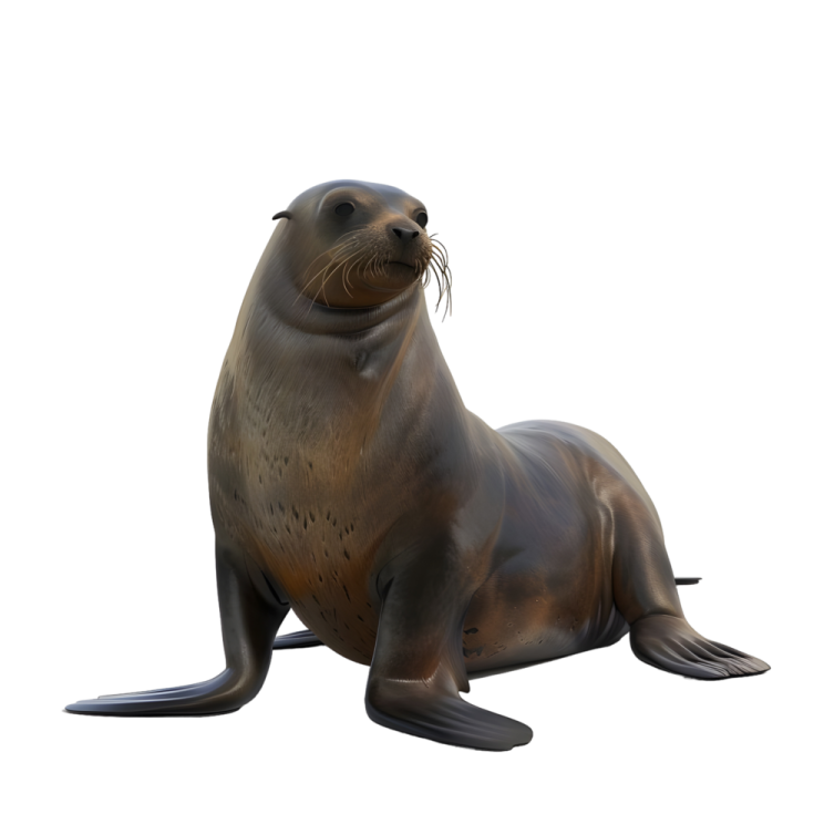 a sea lion on a white background