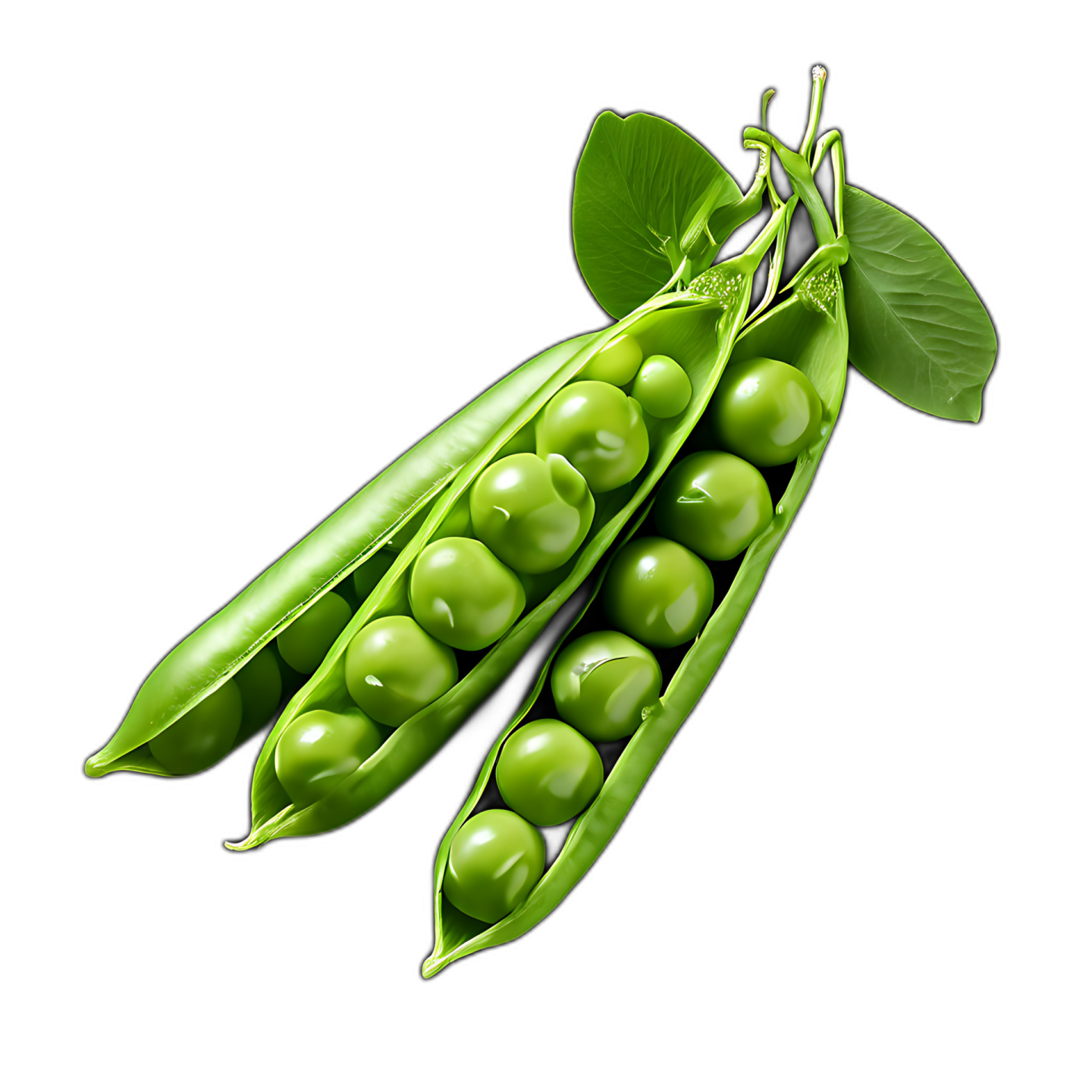 green peas on a white background