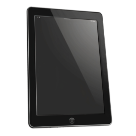 an ipad with a black screen on it