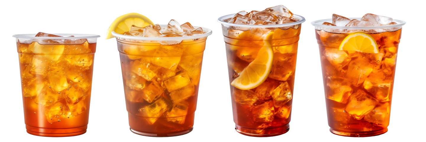 three glasses filled with different types of drinks