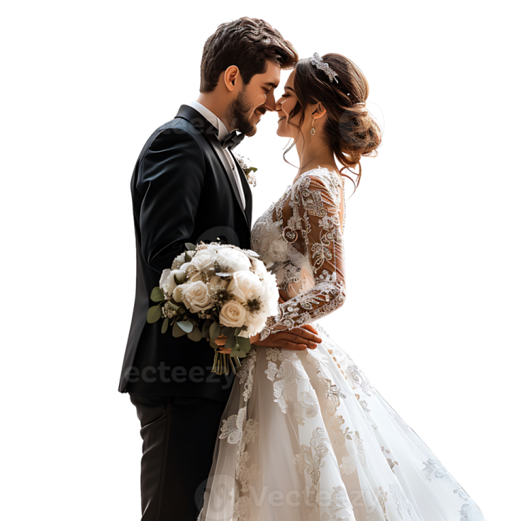 a bride and groom kissing on their wedding day