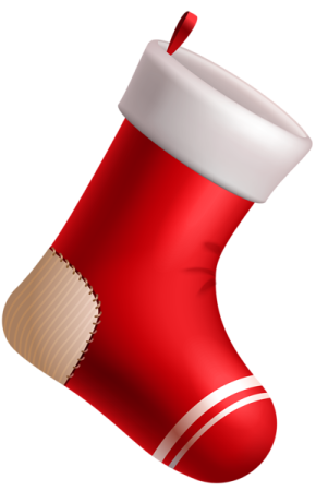 a red christmas stocking with white trim