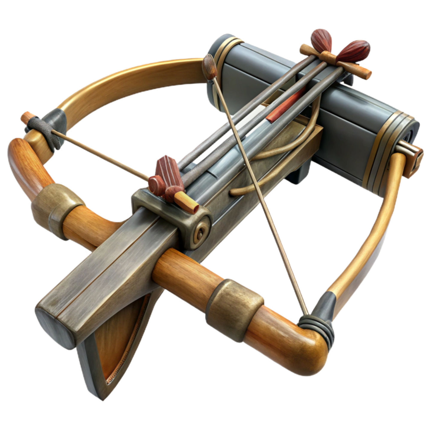 a toy crossbow with an arrow and bow