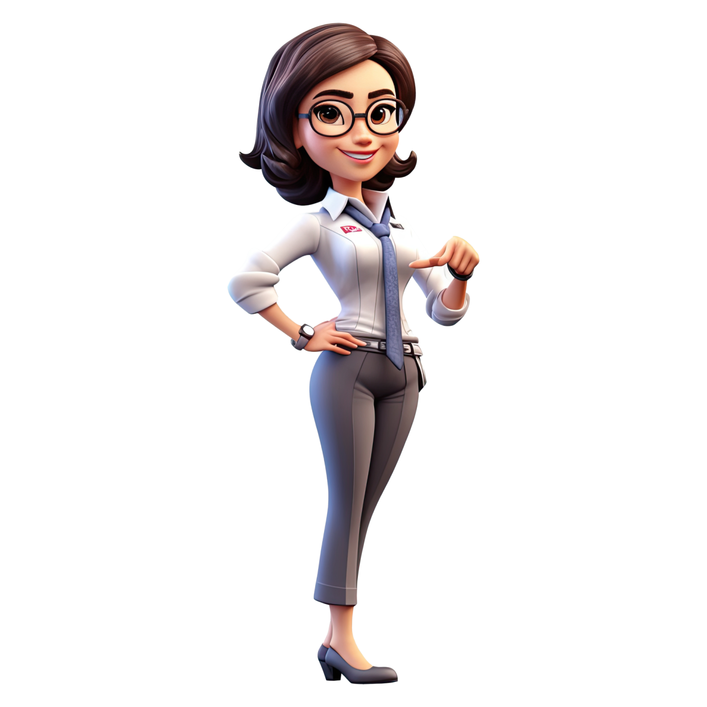 a woman in a business suit and glasses