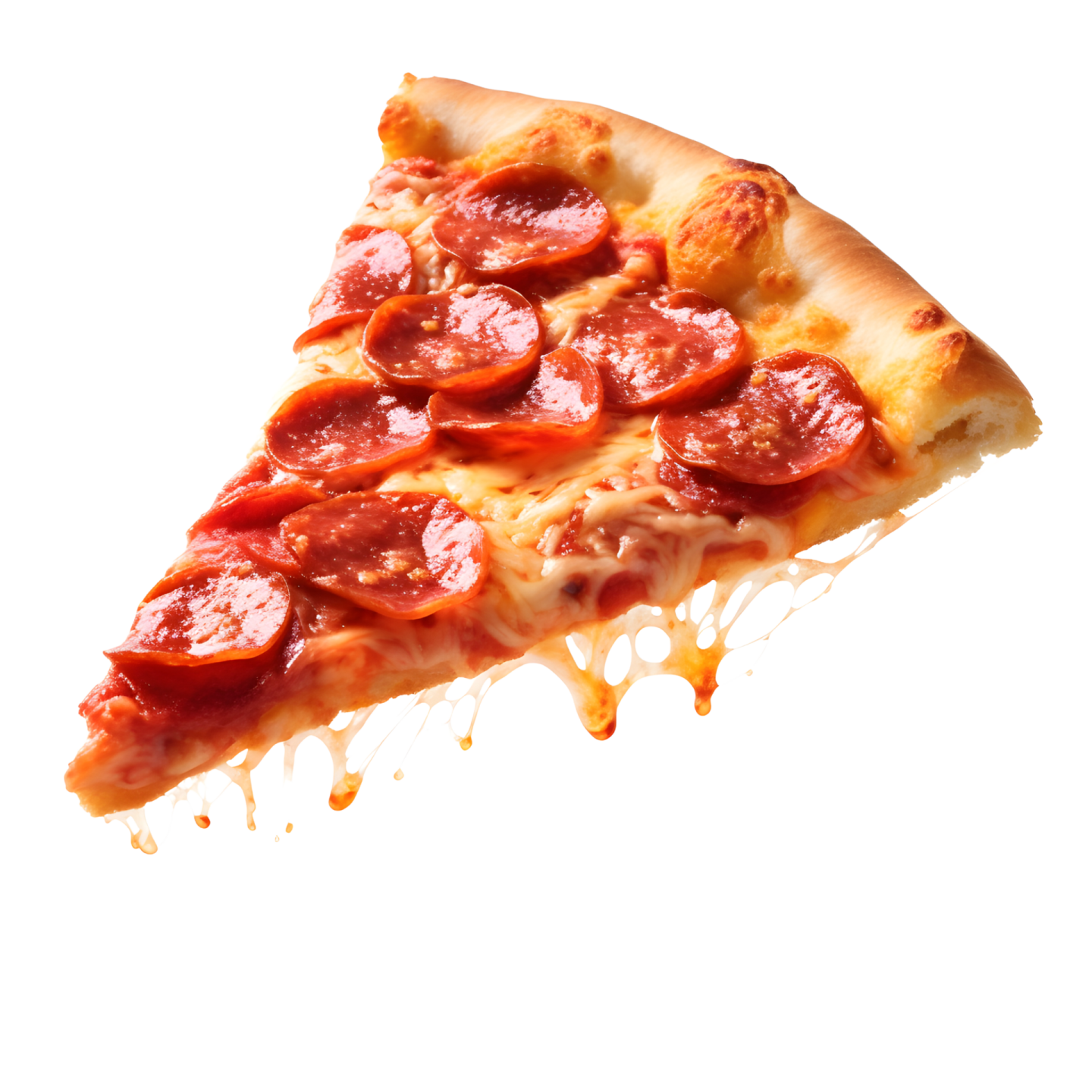 a slice of pizza on a white background