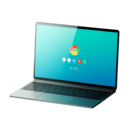a laptop with the google logo on it