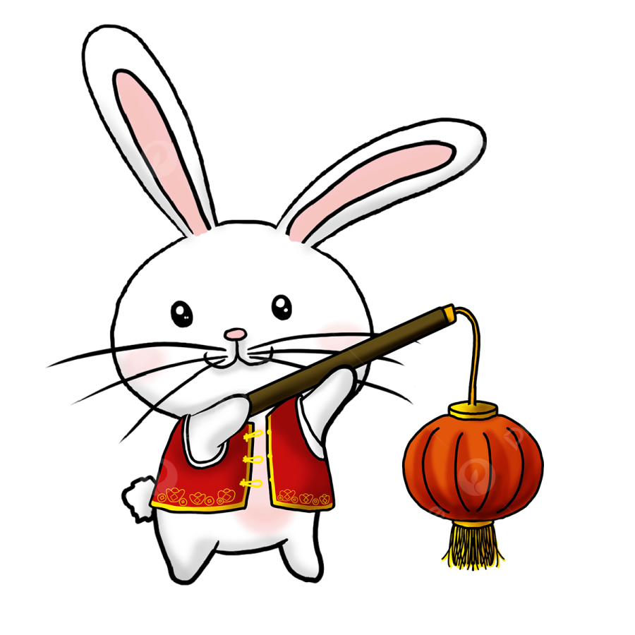 a rabbit with a chinese lantern in his hand