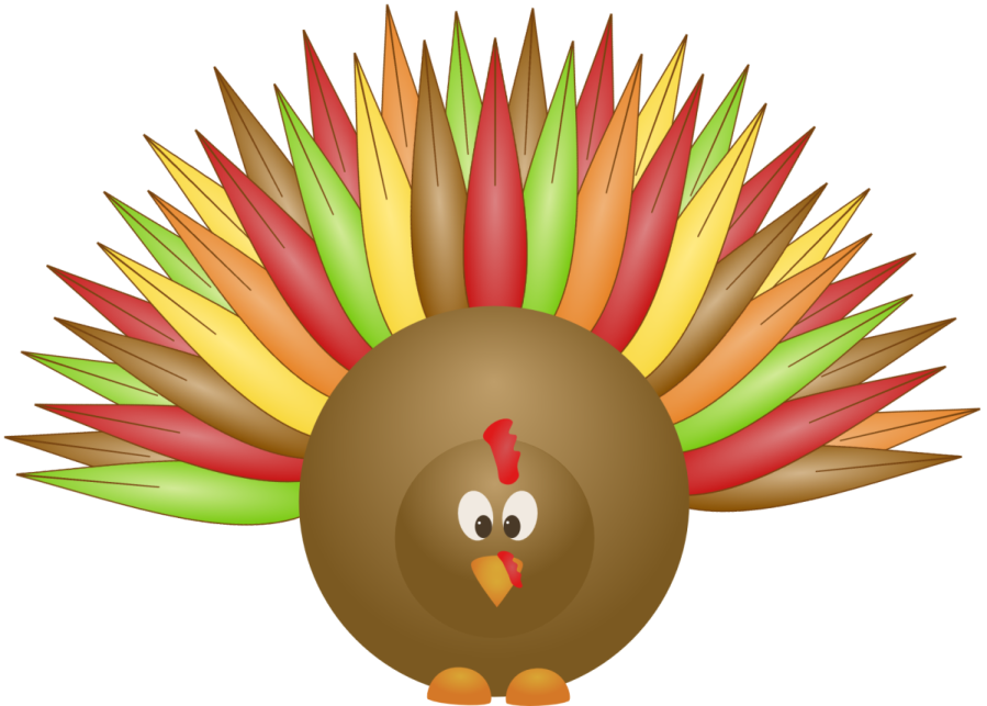 a cartoon turkey with colorful feathers