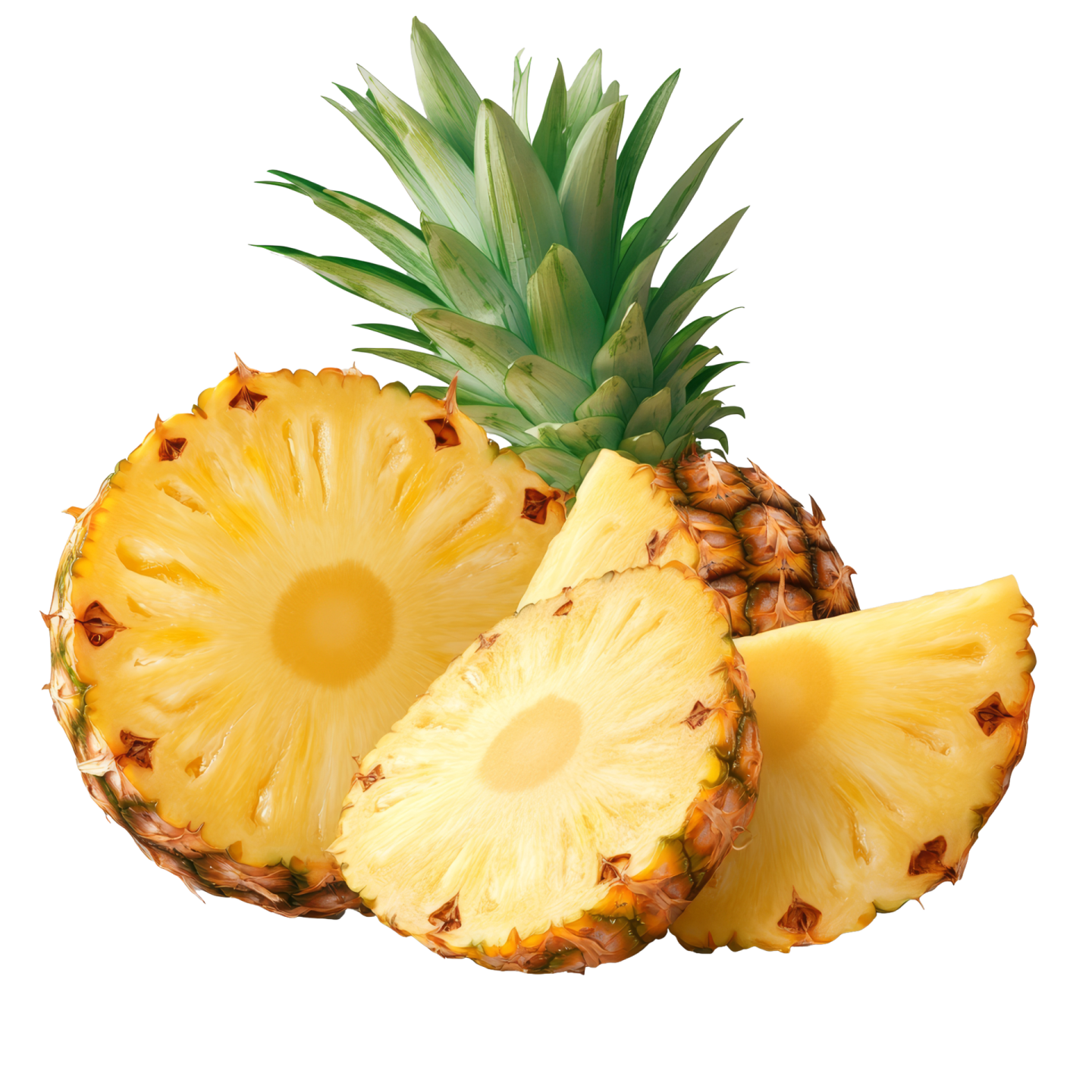 a pineapple cut in half on a white background