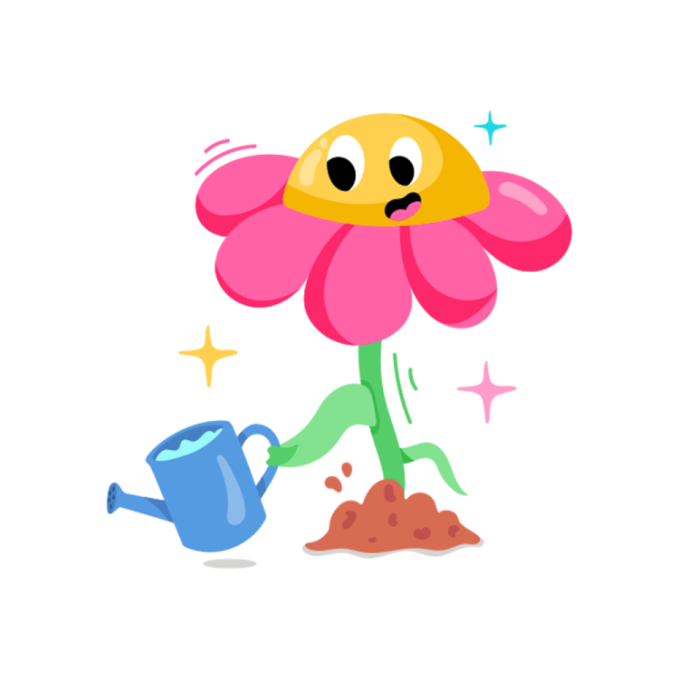 an illustration of a flower with a watering