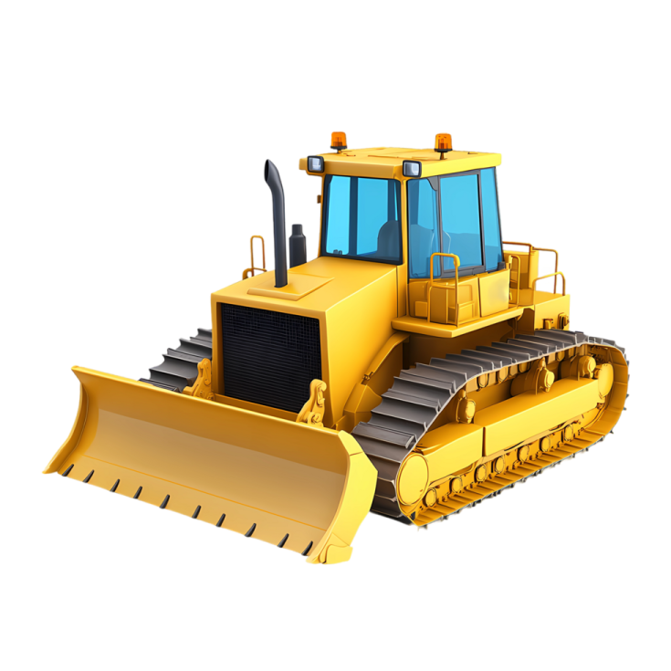 a yellow bull tractor on white background