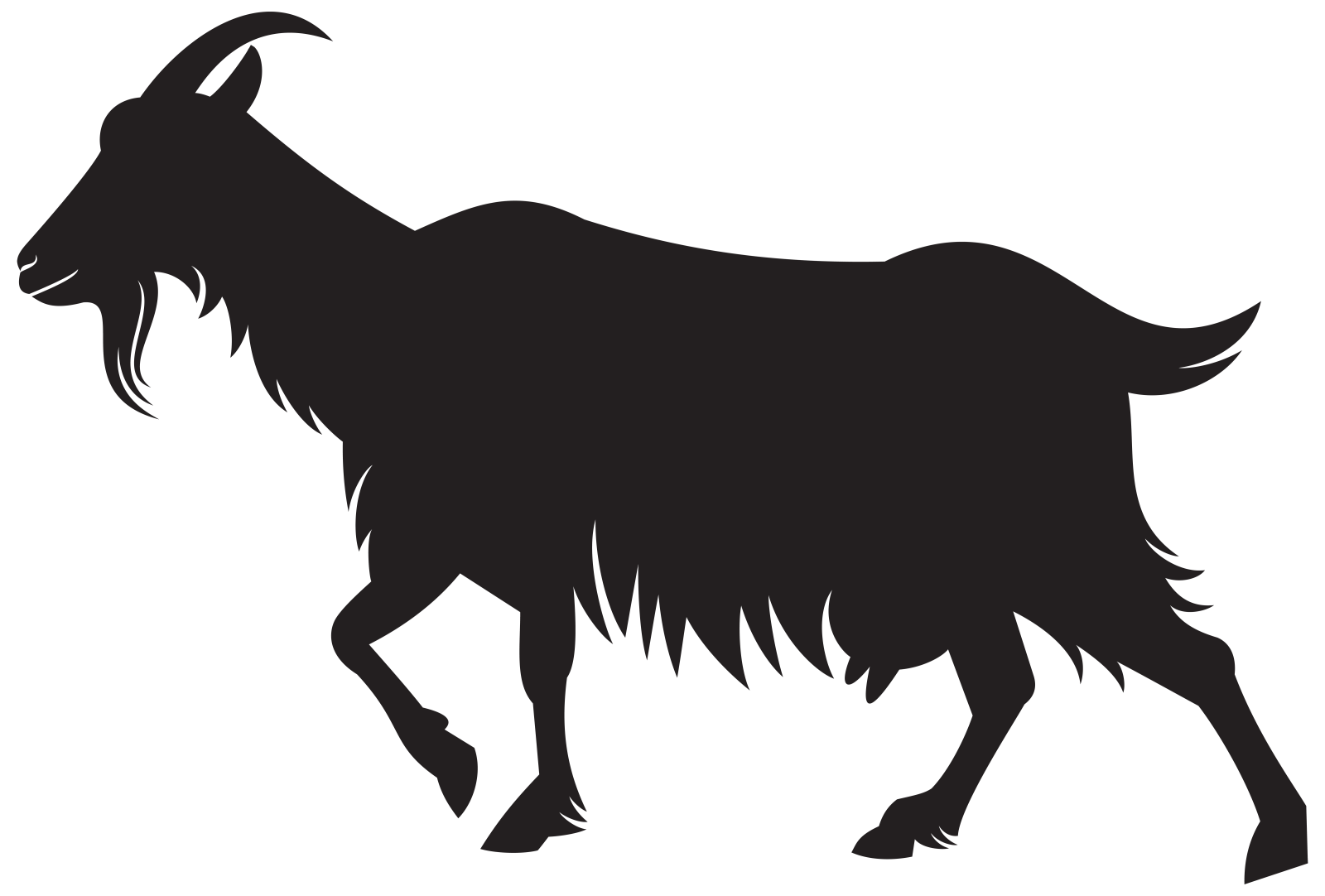 a black and white silhouette of a goat