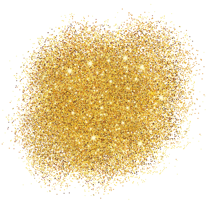 a pile of gold glitter on white background