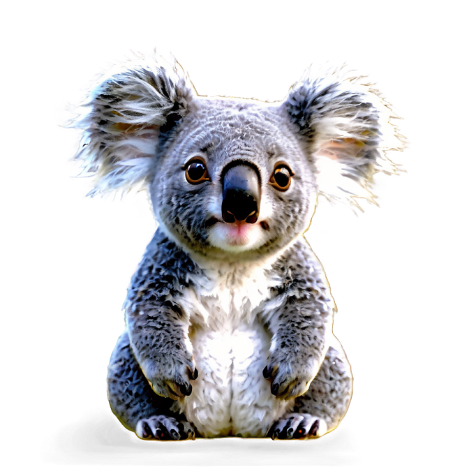 a stuffed koala is sitting on a white surface