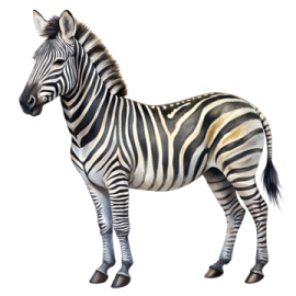 a zebra standing in front of a white background
