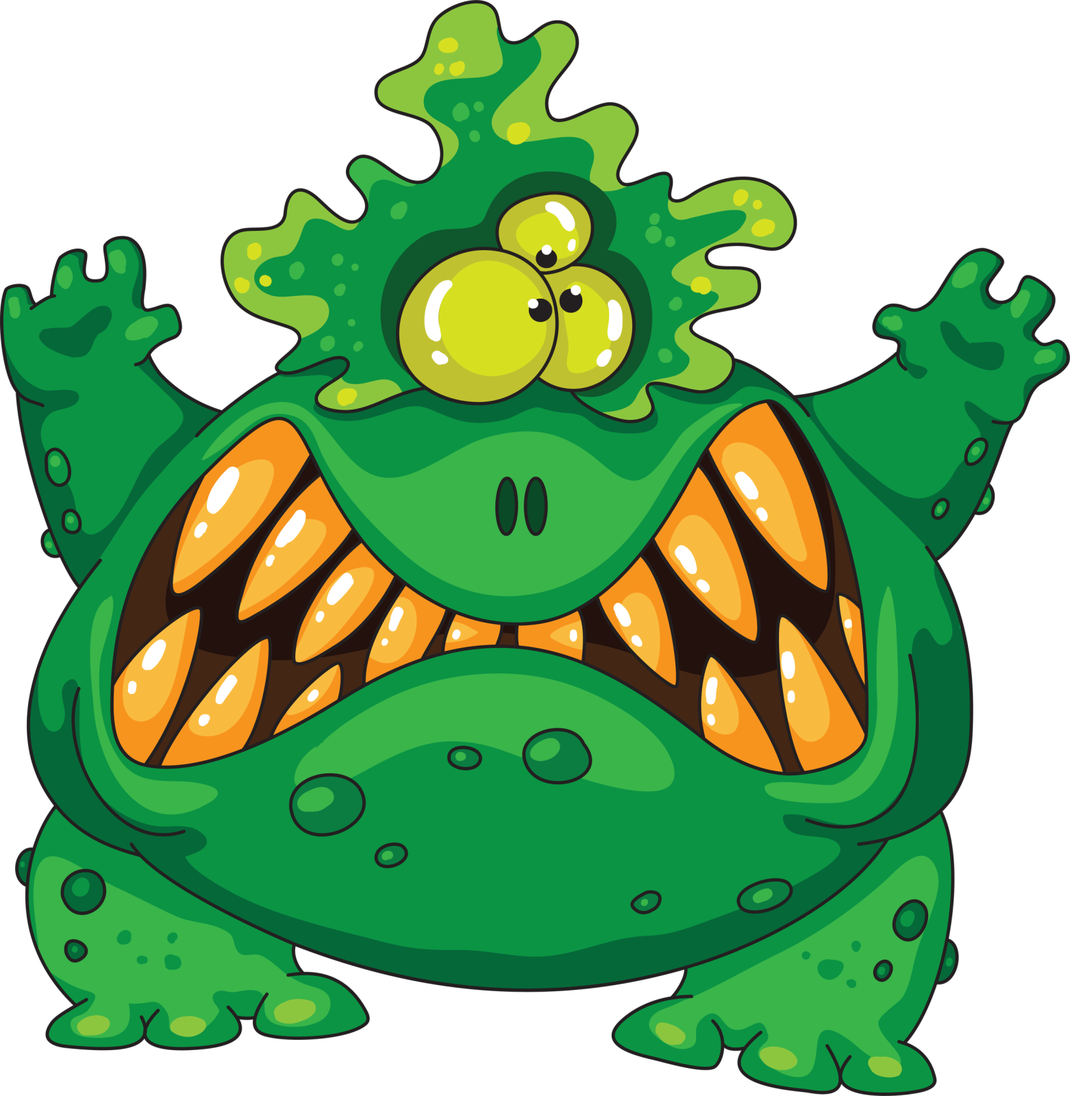 a cartoon green monster with its mouth open