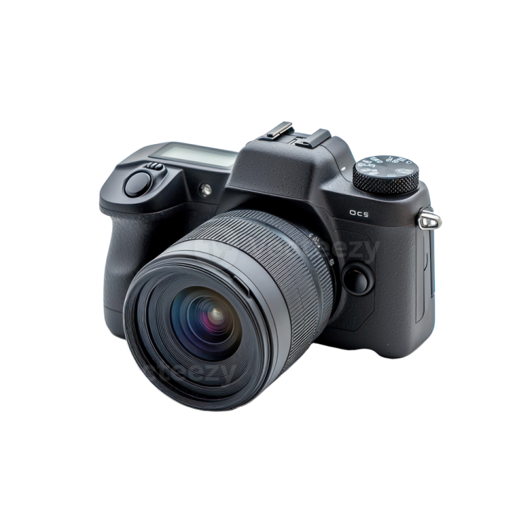 a black digital camera on a white background
