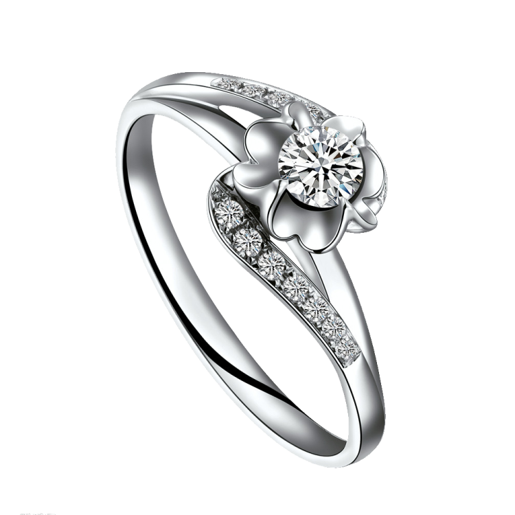 a white gold engagement ring with diamonds on the side