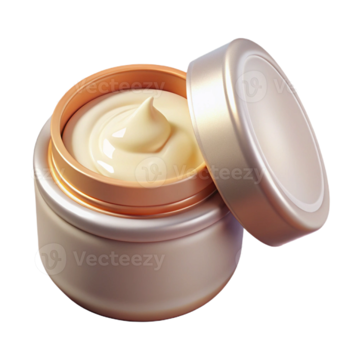 a jar of cream on a white background