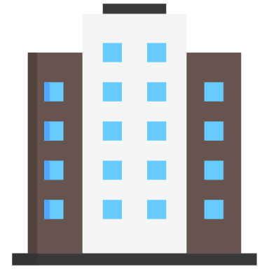 a tall building with blue windows