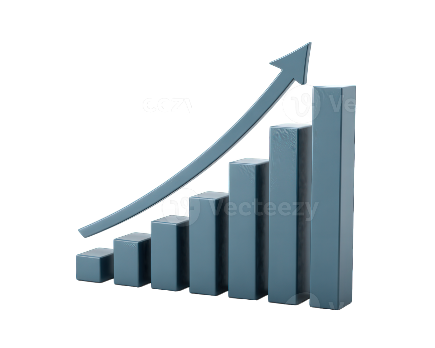 a graph bar chart with an arrow pointing upward