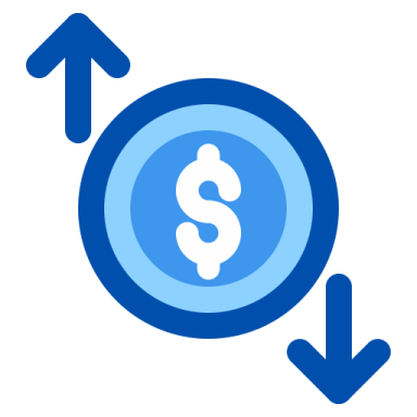a blue circle with an arrow in the middle of it