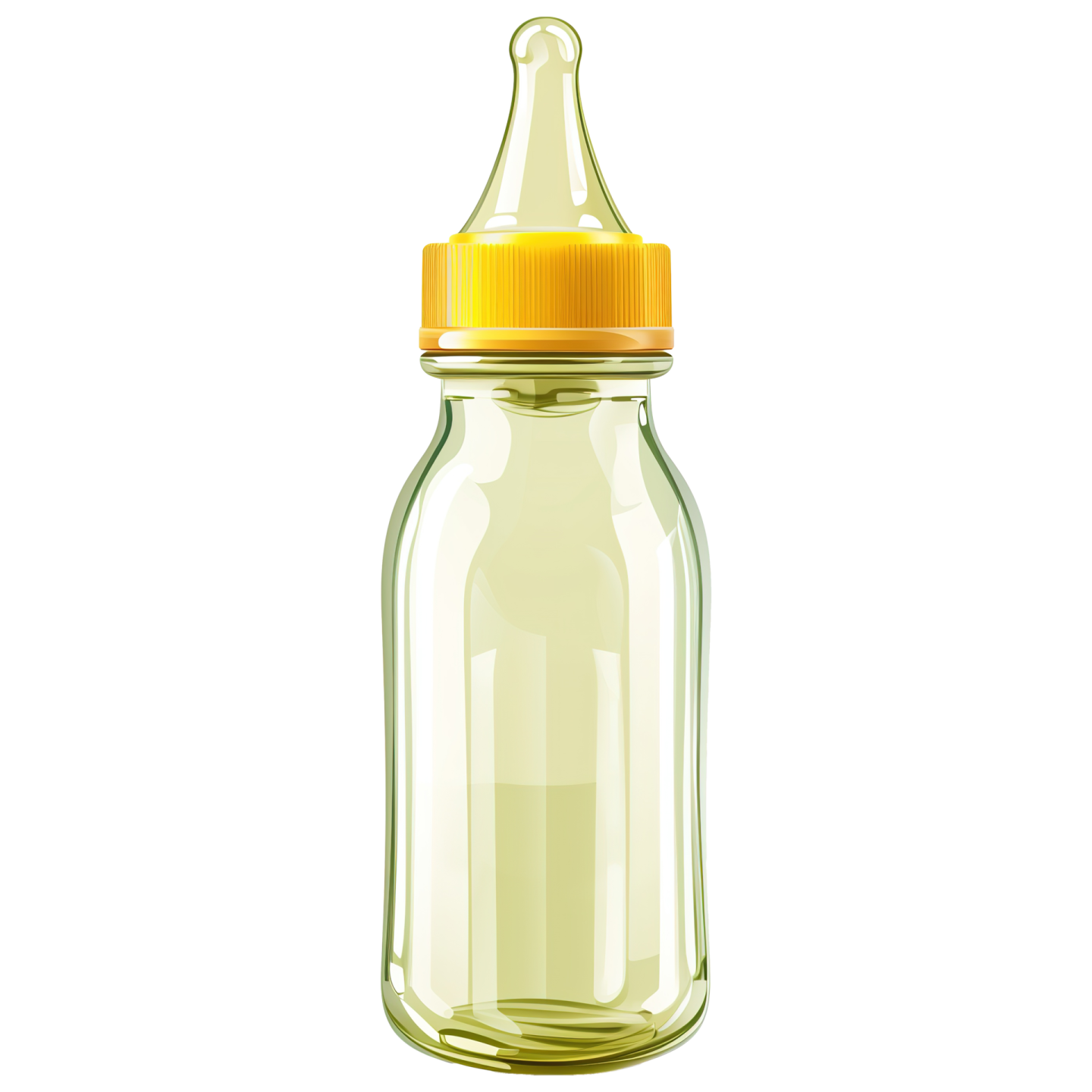 a glass bottle with a yellow lid
