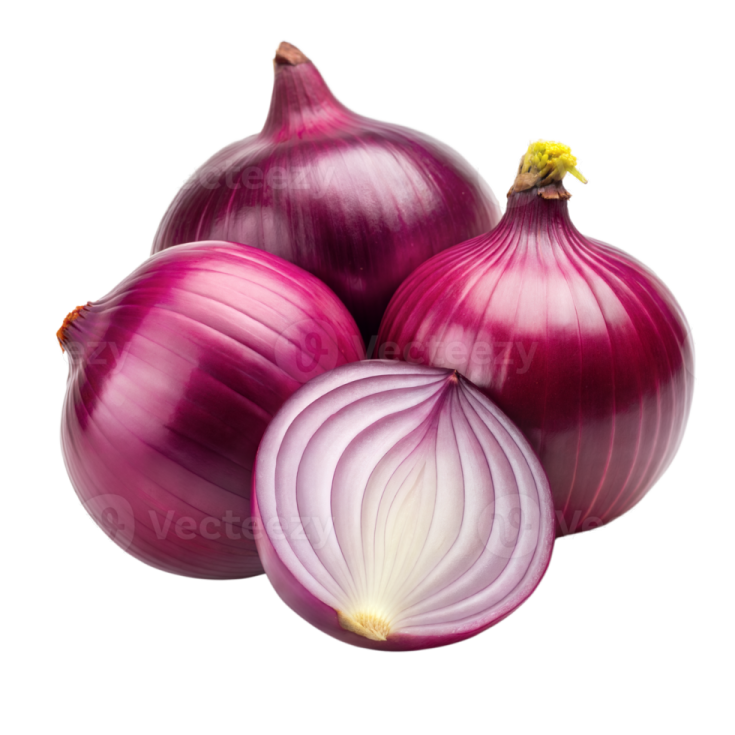 a bunch of red onions on a white background