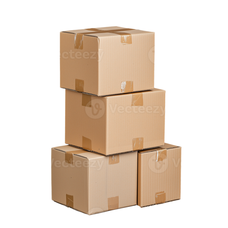 a stack of cardboard boxes on a white background