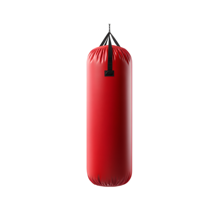 a red punching bag on white background