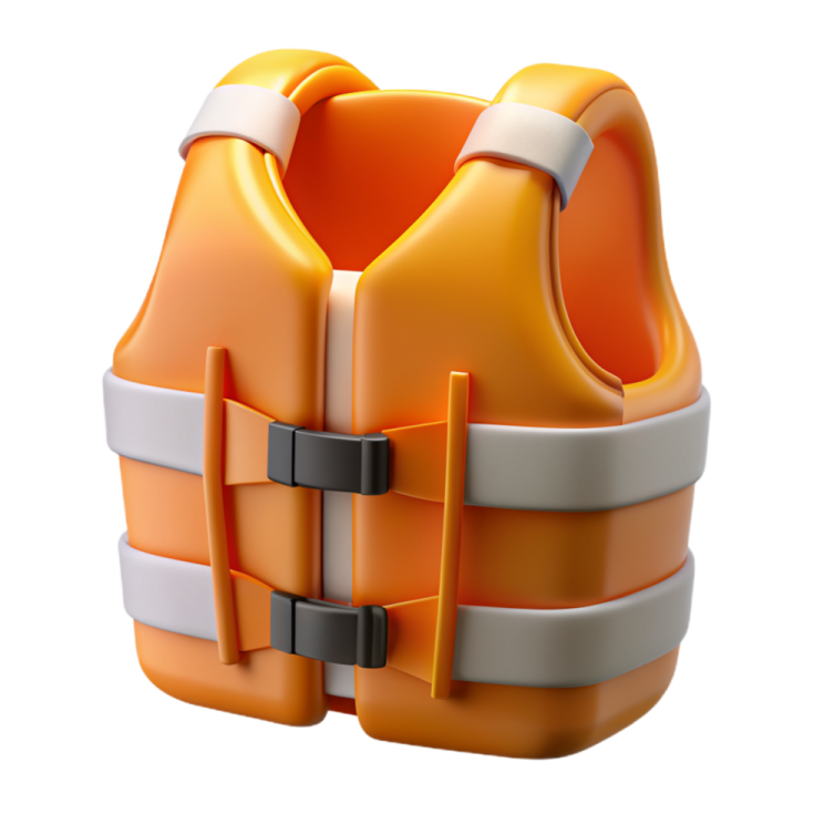 an orange life vest on a white background